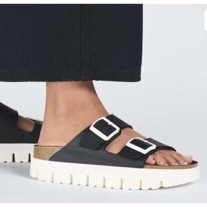 Papillio Birkenstock Black Leather Platform Sandals EU 40/ 9 US Chunky Sole